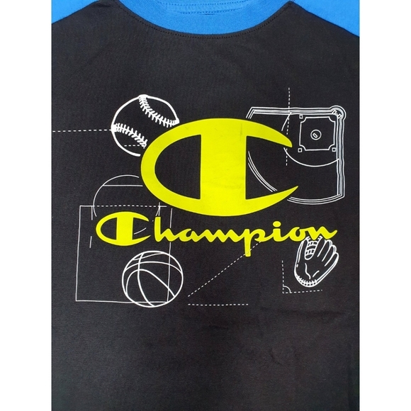 Boy's Champion, Sports Short Sleeve T-Shirt, Size 14/16, Black Blue & Green - Picture 8 of 10
